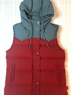 Patagonia Bivy Hooded Down Vest Rare Mushroom Print Liner Women's Size M Puffer